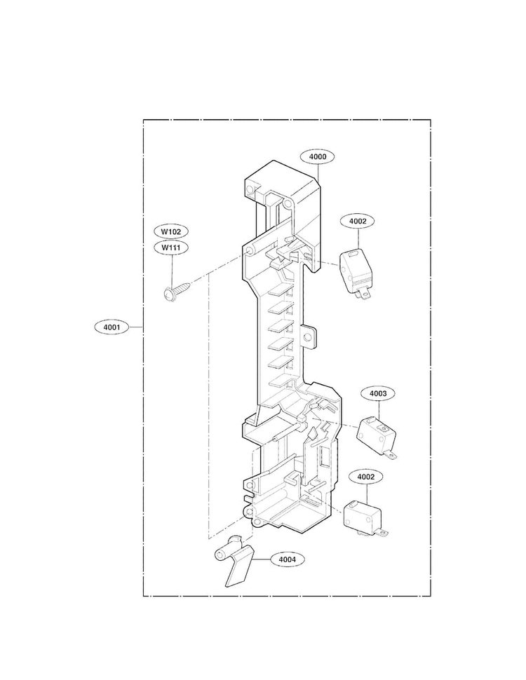 Latch Board Parts Diagram and Parts List for LMV1650ST-01  LG Microwave
