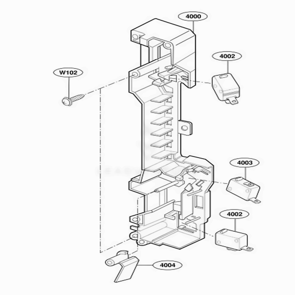 Latch Board Parts Diagram and Parts List for 80014 CBSESEA LG Wall Oven