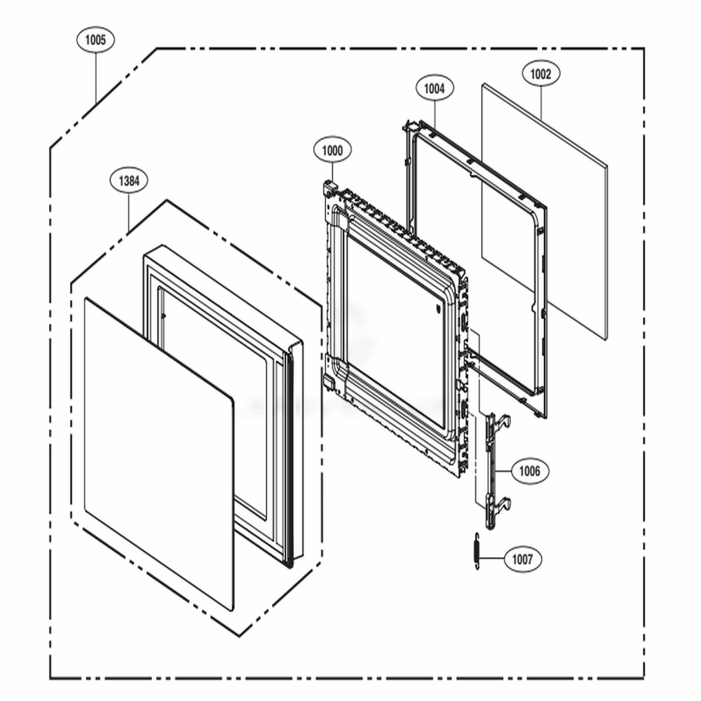 Door Parts Diagram and Parts List for LMC0975SB CB1ELNA LG Wall Oven