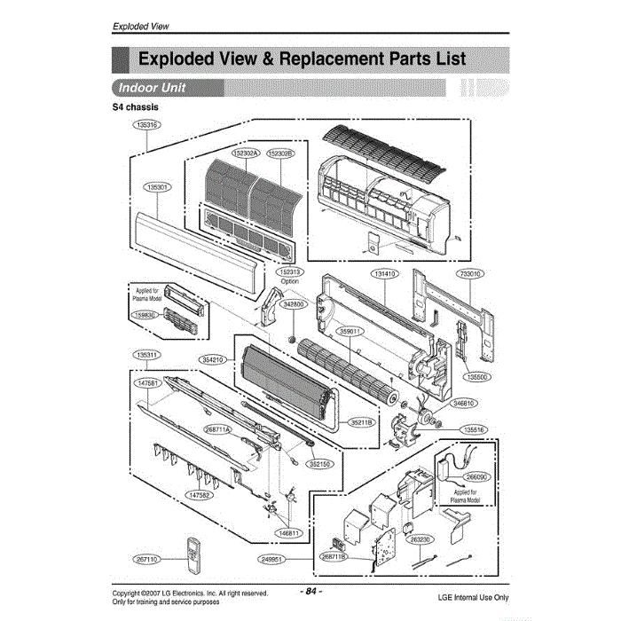 Section Diagram and Parts List for LMN090HE AWHAEUS LG Air Conditioner