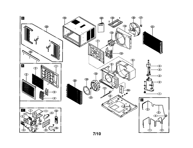 Room A/c Diagram and Parts List for TWC081GAMK3  LG Air Conditioner