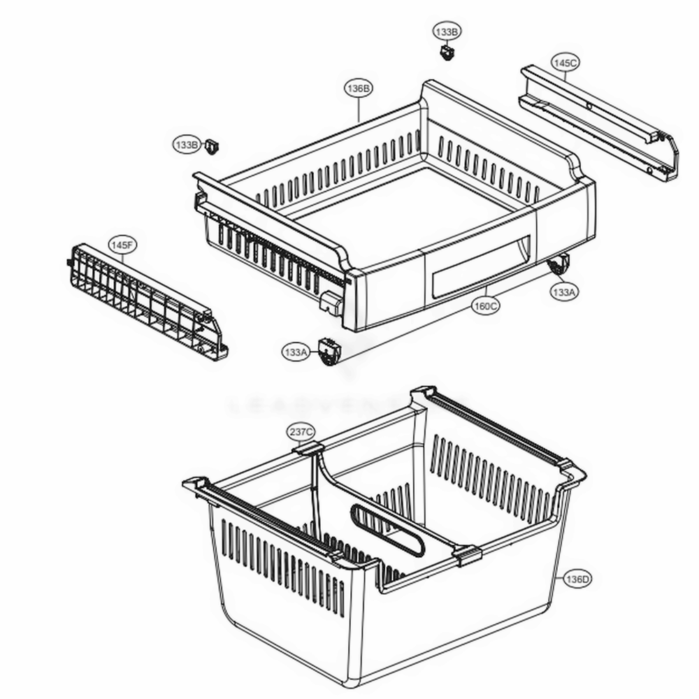Freezer Parts Diagram and Parts List for LFNS22520D ASBCNA4 LG Refrigerator