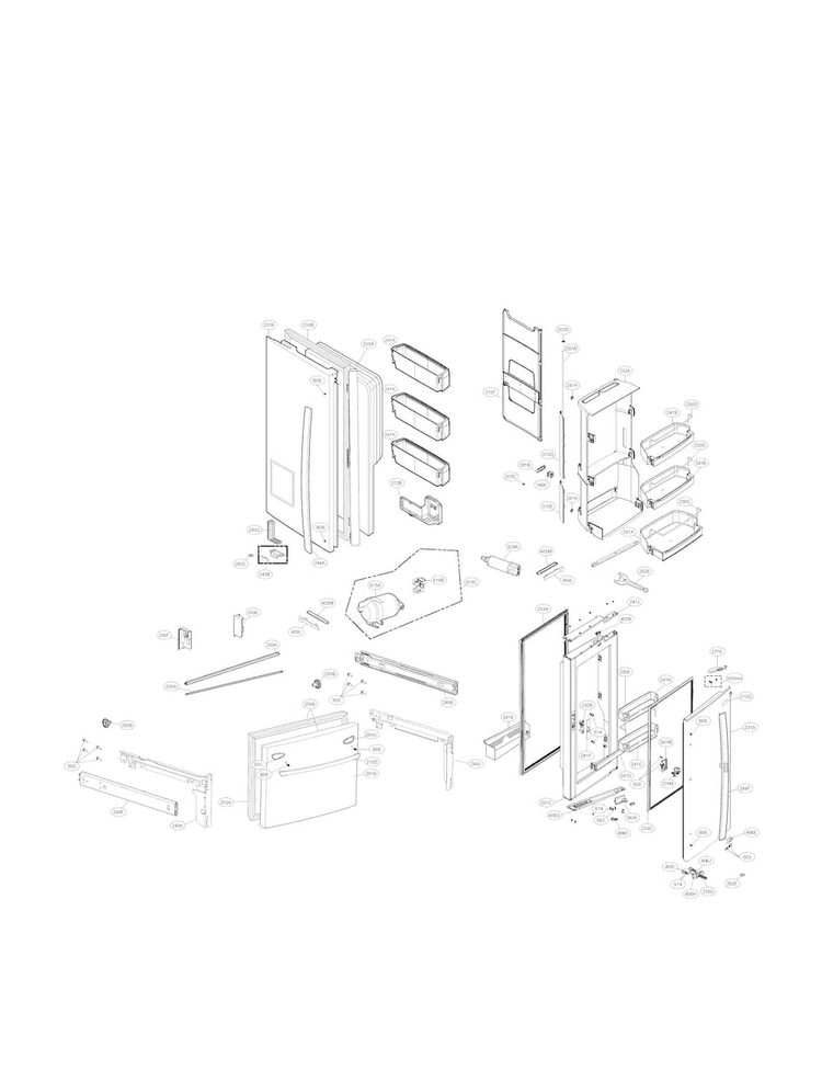 Door Parts Diagram and Parts List for LFX29945ST  LG Refrigerator