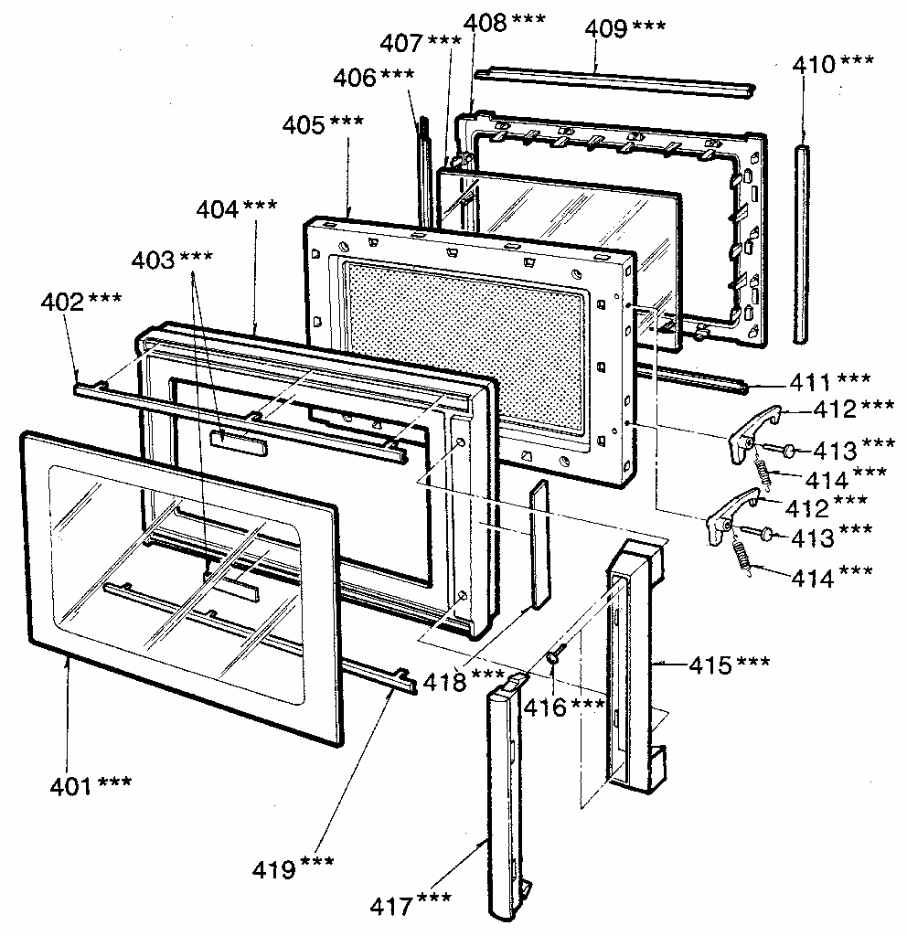 Door Diagram and Parts List for 7218924680  Kenmore Microwave