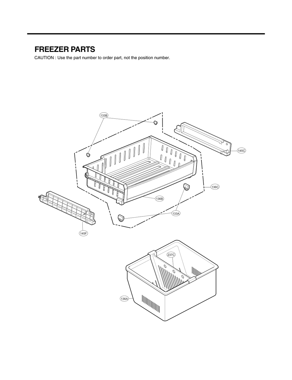 Freezer Parts Diagram and Parts List for GC-L258VSXM ASTCNA0 LG Refrigerator