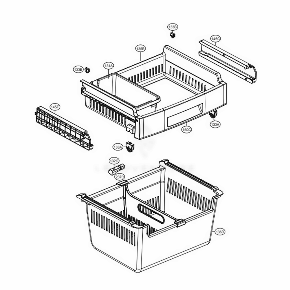 Freezer Parts Diagram and Parts List for LFC24770ST ASTCNA2 LG Refrigerator