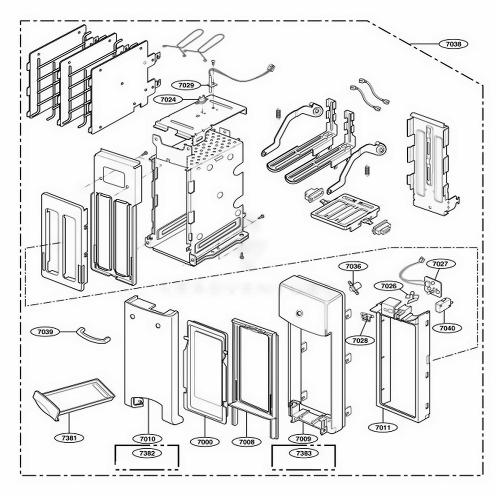 Toaster Parts Diagram and Parts List for 63293 CS6ESEA LG Range