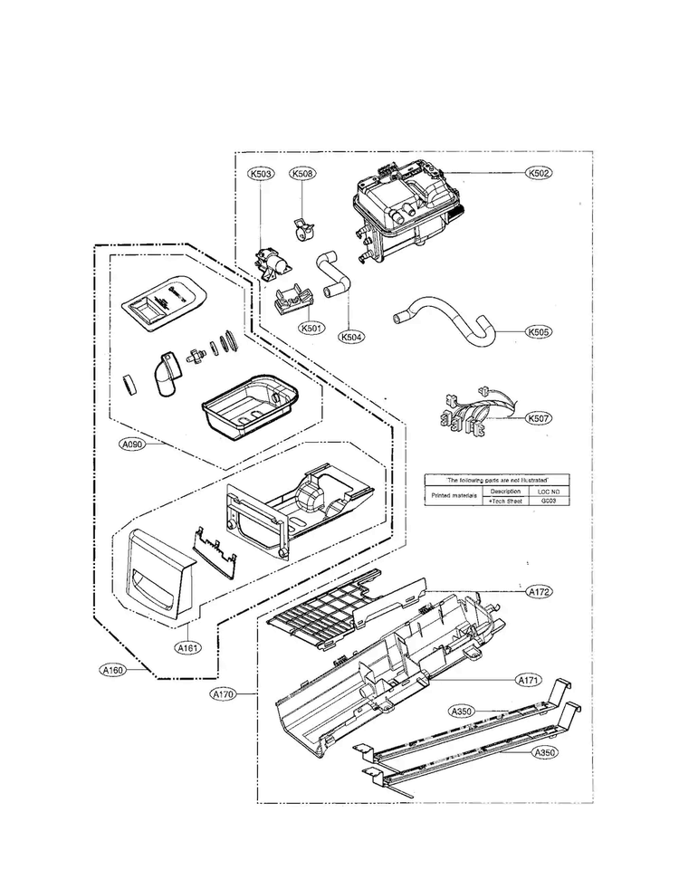 Panel Drawer Parts Diagram and Parts List for DLHX4072W  LG Dryer