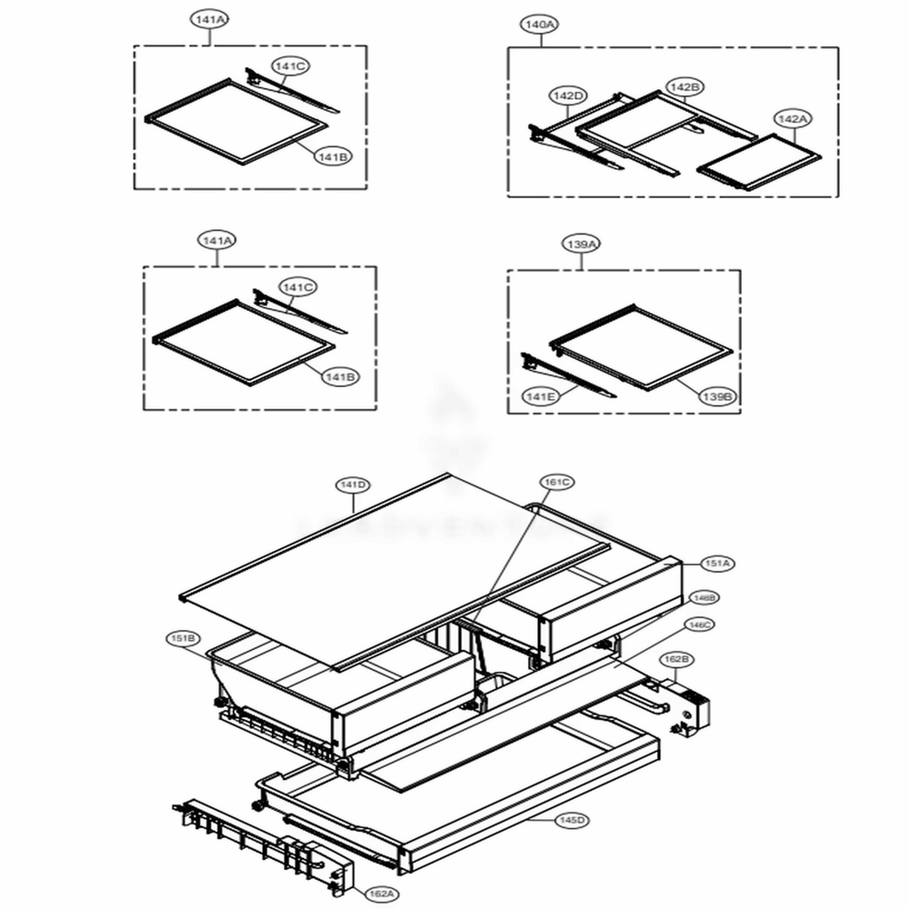 Refrigerator Parts Diagram and Parts List for 72597 ASBCSE0 LG Refrigerator