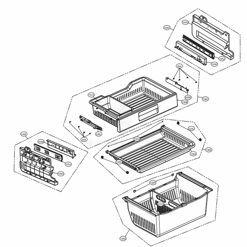 Freezer Parts Diagram and Parts List for LFXS30726S ASTCNA2 LG Refrigerator