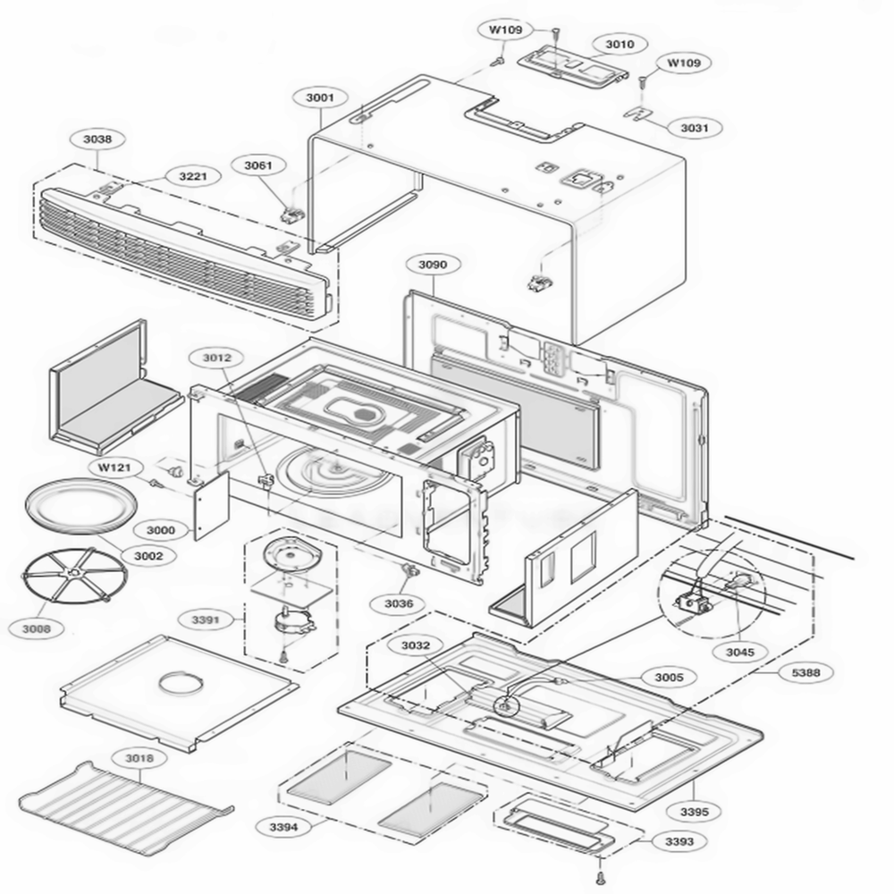 Oven Cavity Parts Diagram and Parts List for JVM1490CH ABSEGEU LG Range