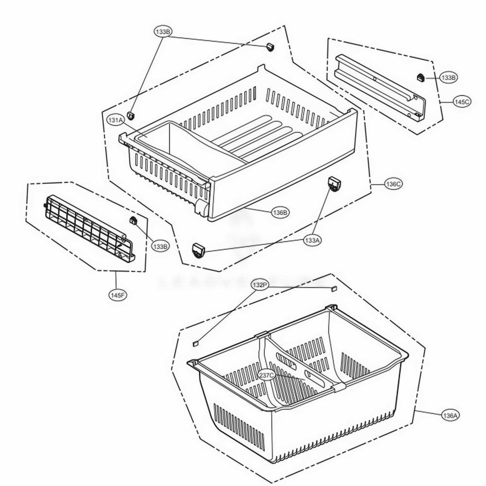 Freezer Parts Diagram and Parts List for LFXS28566D ASBCNA2 LG Refrigerator