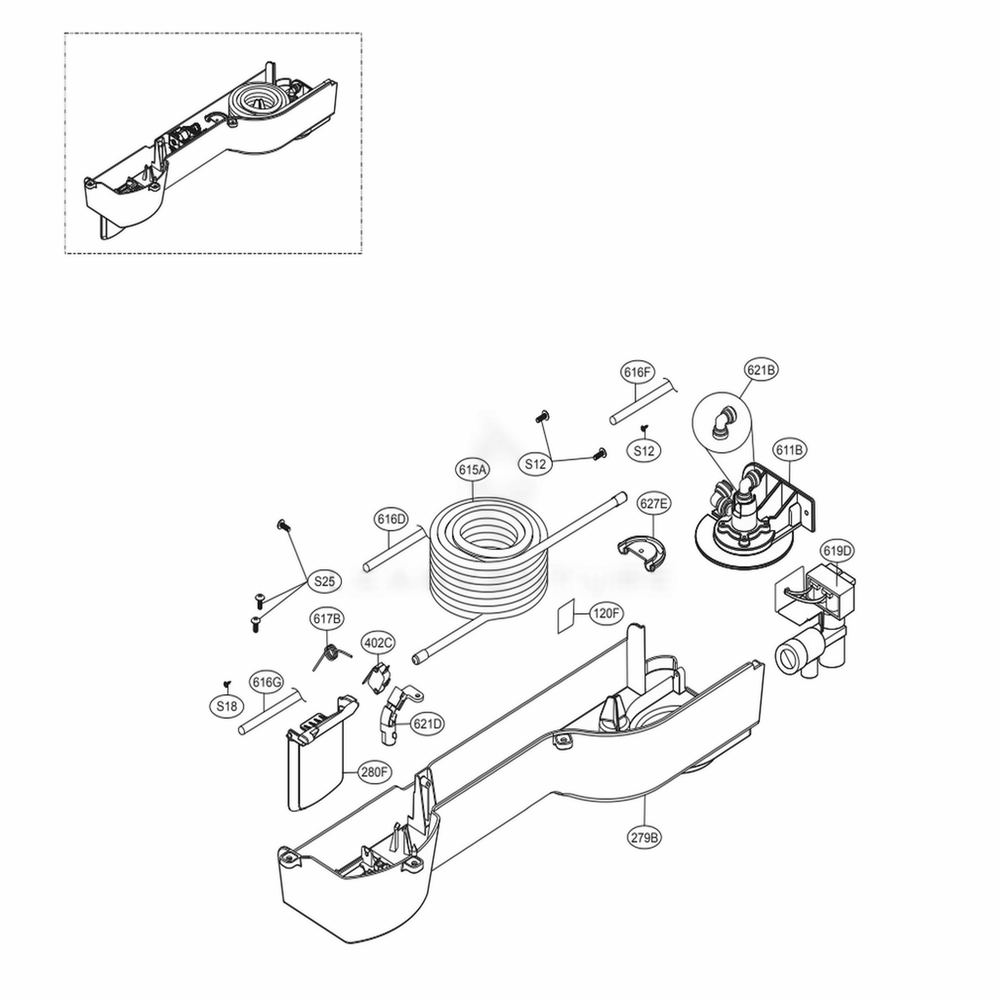 Dispenser Parts Diagram and Parts List for 79433 ASTCSE4 LG Refrigerator