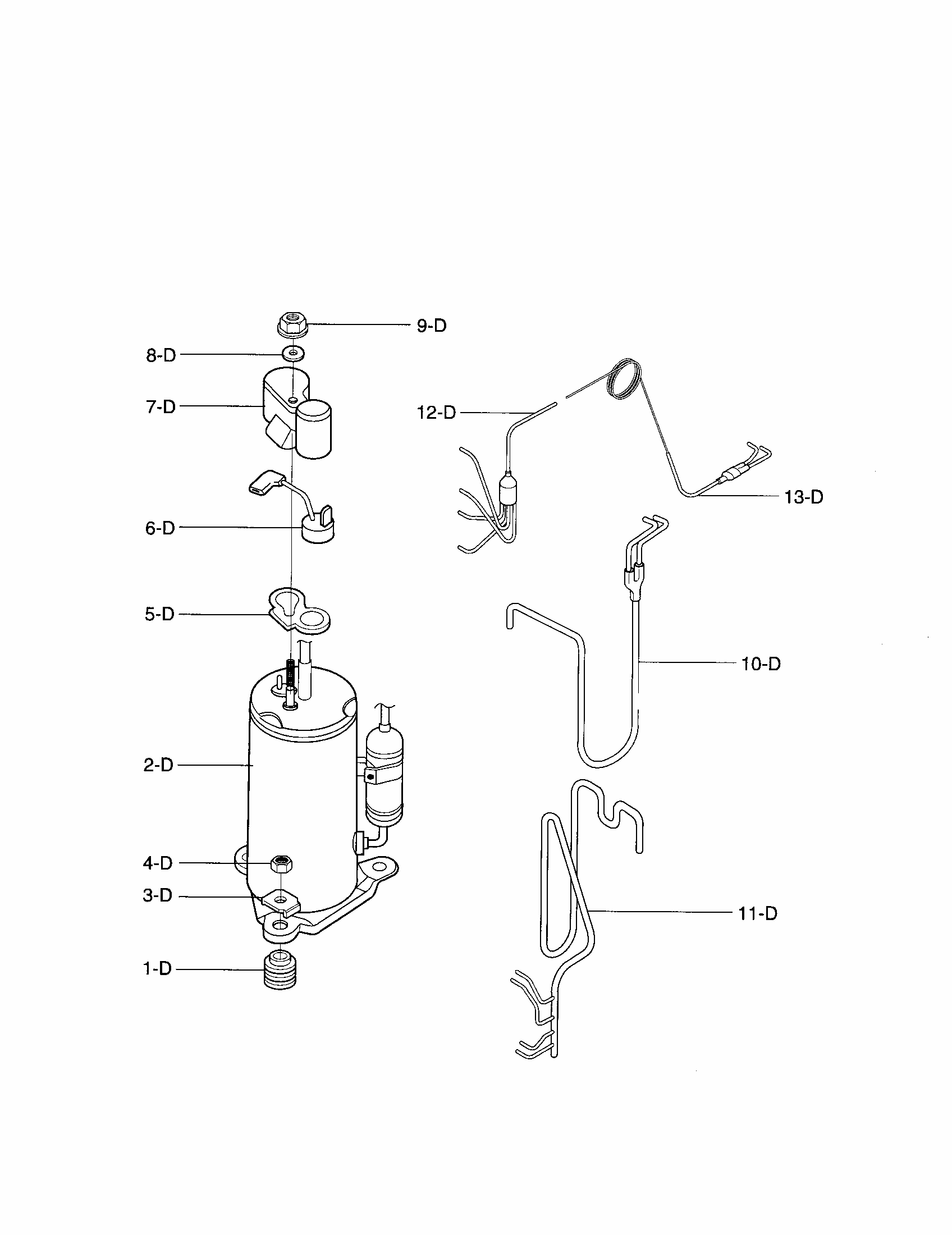 Compressor Diagram and Parts List for 58076100500  Kenmore Air Conditioner