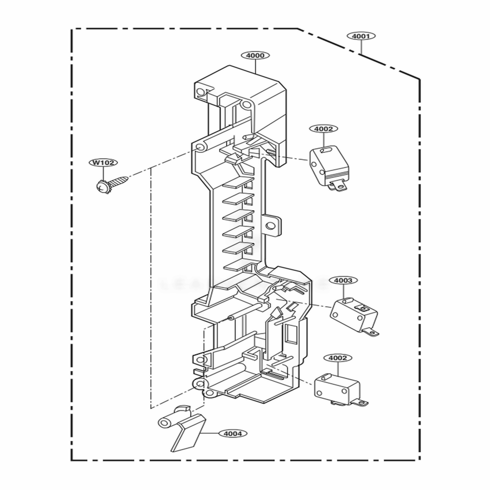 Latch Board Parts Diagram and Parts List for LSMC3086ST ASBESTD LG Microwave