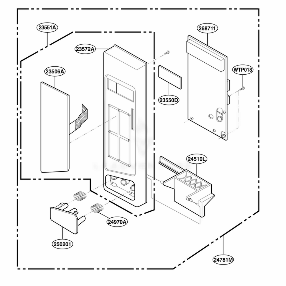 Control Panel Parts Diagram and Parts List for KCMS185JBL AB1EKAD LG Wall Oven