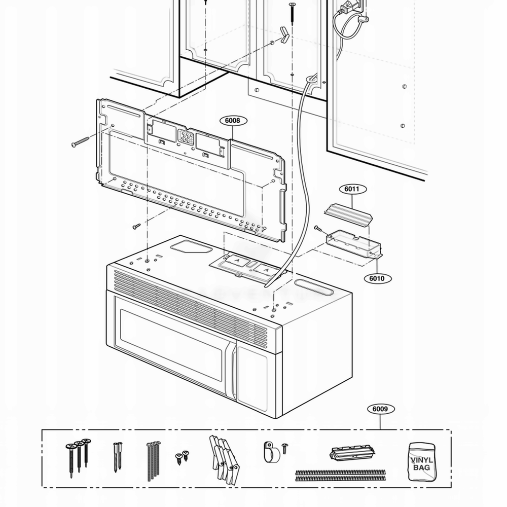 Installation Parts Diagram and Parts List for JVM1542BF ABKEGEU LG Wall Oven