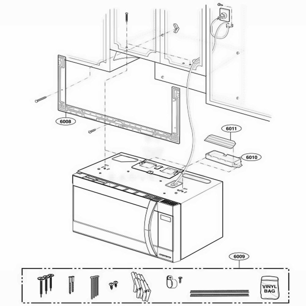 Installation Parts Diagram and Parts List for 86013 ASBESEA LG Range