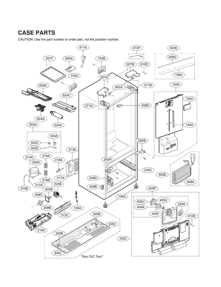 Case Parts Diagram and Parts List for LRMWS2906S 00 LG Refrigerator