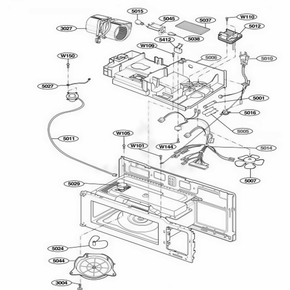 Interior Parts 2 Diagram and Parts List for MMV5165AAB ABKEMTG LG Wall Oven