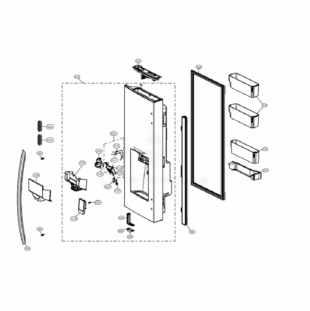 Door Parts 1 Diagram and Parts List for LRFVS3006S ASTCNA0 LG Refrigerator