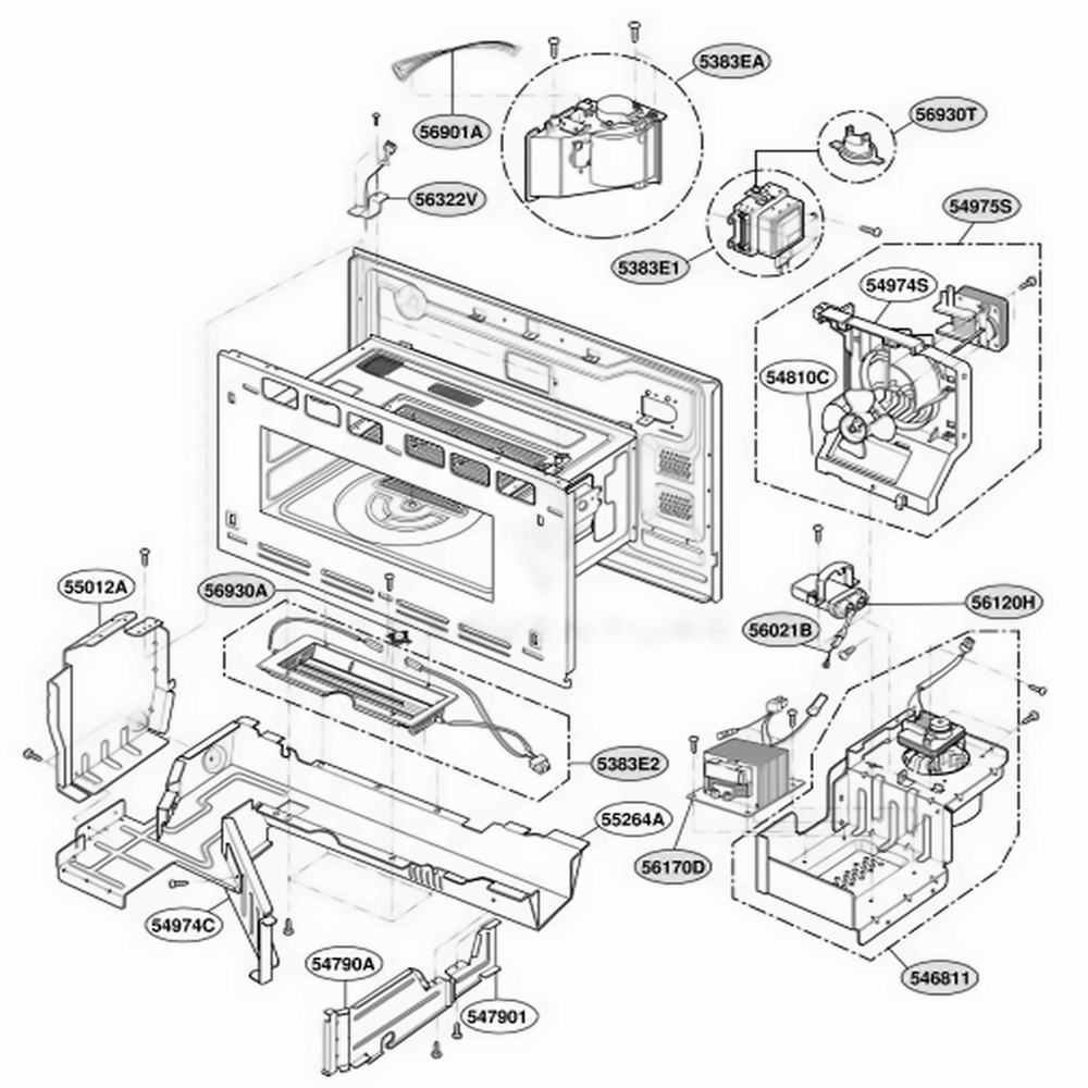 Interior Parts 1 Diagram and Parts List for ZSC2000CBB ABKLGEU LG Range
