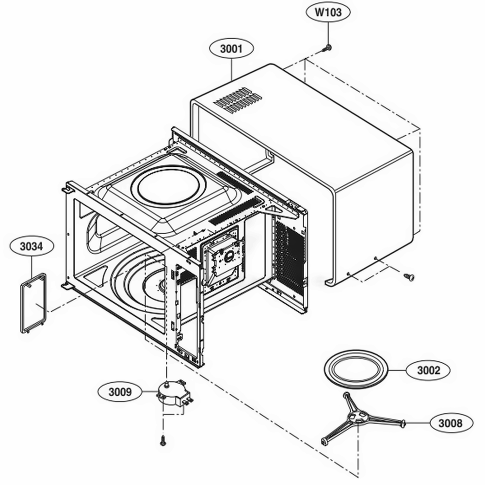 Oven Cavity Parts Diagram and Parts List for LCS1413SW CWHEBBY LG Wall Oven