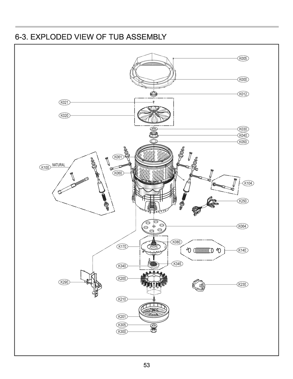 Tub Assembly Diagram and Parts List for T1742WGPTD ABSETUS LG Washer