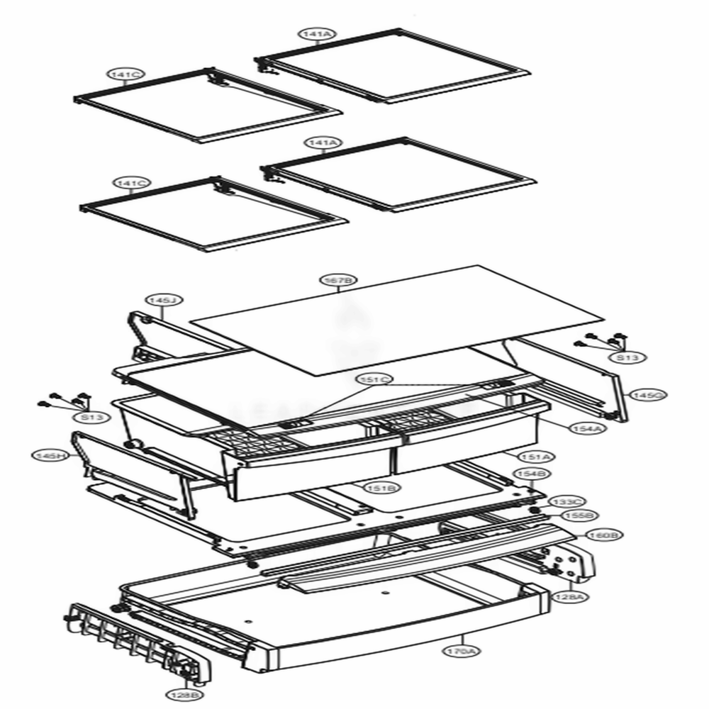 Refrigerator Parts Diagram and Parts List for LFC22770ST ASTCNA6 LG Refrigerator
