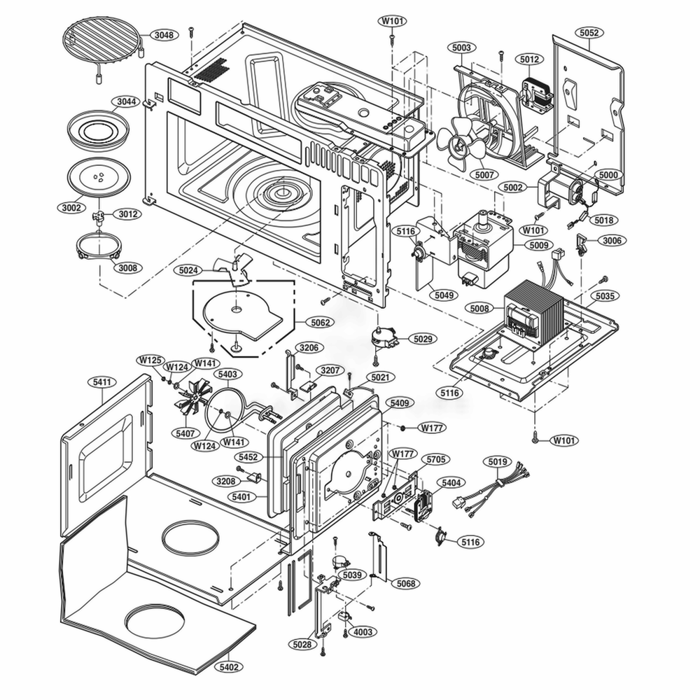 Interior Parts 1 Diagram and Parts List for LMVH1711BD CBDELGA LG Range