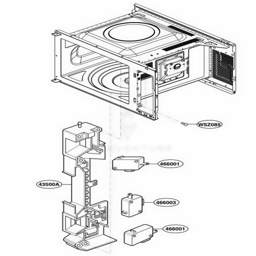 Latch Board Parts Diagram and Parts List for MT4155SPB CBKEWRP LG Wall Oven