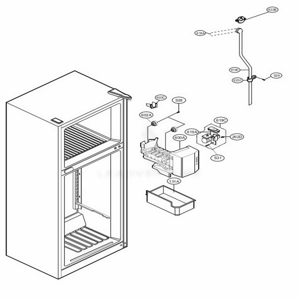 Ice Maker Parts Diagram and Parts List for 79379 AWBCSER LG Refrigerator
