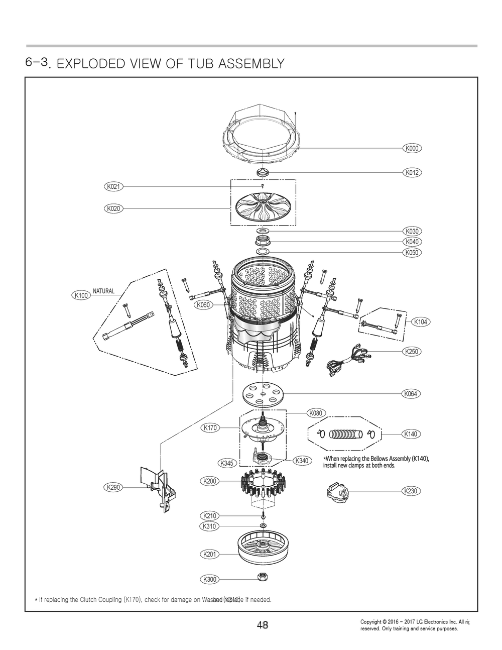 Tub Assembly Diagram and Parts List for T1789EFHKD ABWEEUS LG Washer