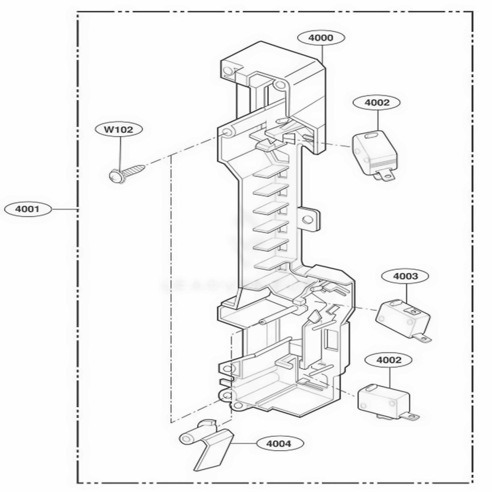 Latch Board Parts Diagram and Parts List for JVM1640AH AALEGEU LG Range