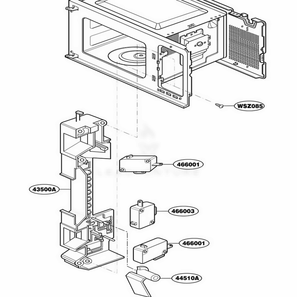 Latch Board Part Diagram and Parts List for 87330 CWHESEC LG Range