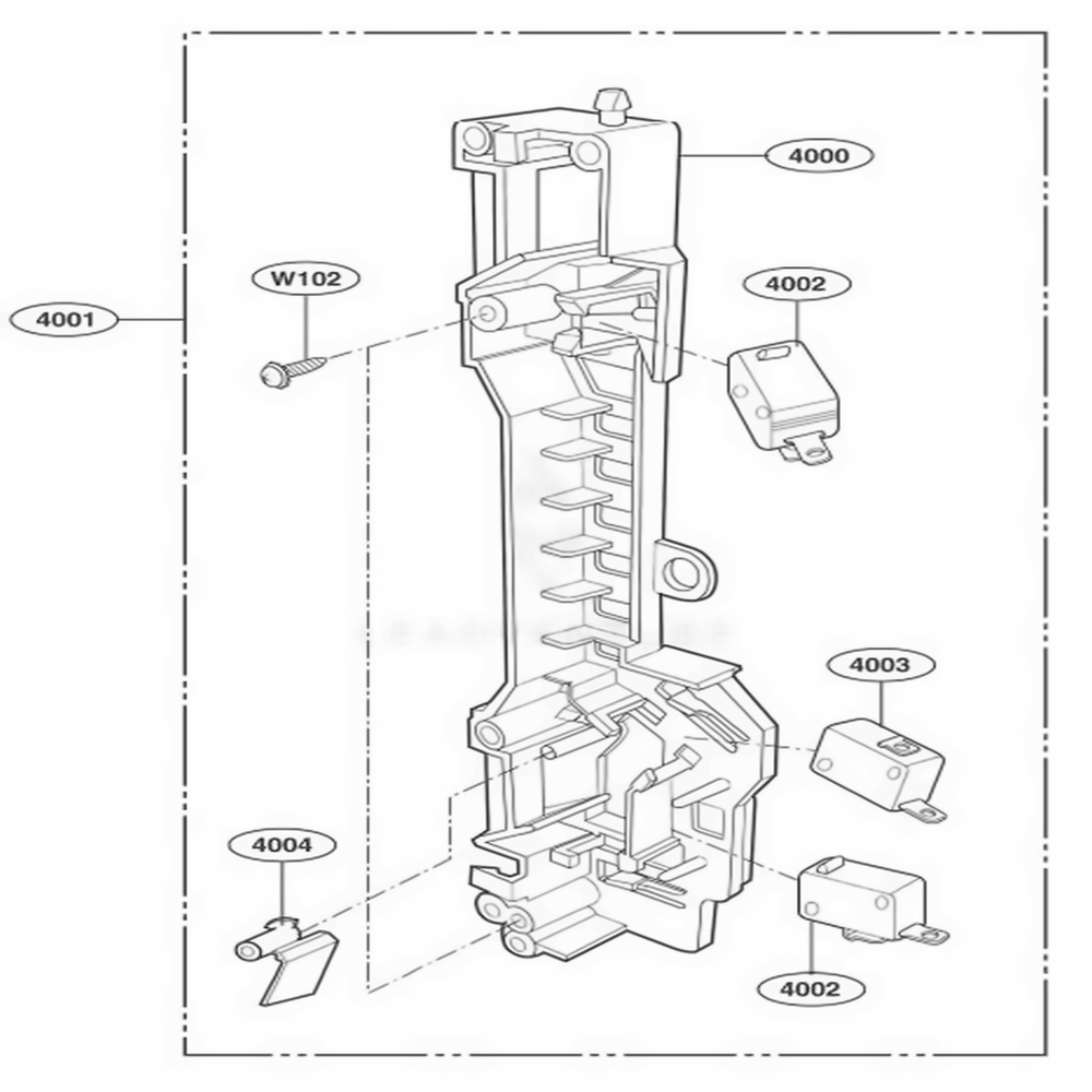 Latch Board Parts Diagram and Parts List for 80609 ABKESEA LG Range