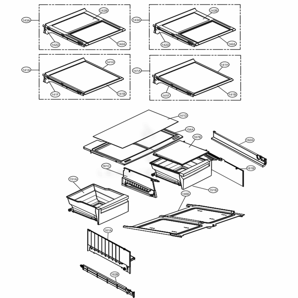 Refrigerator Parts Diagram and Parts List for 72482 ASWCSE0 LG Refrigerator