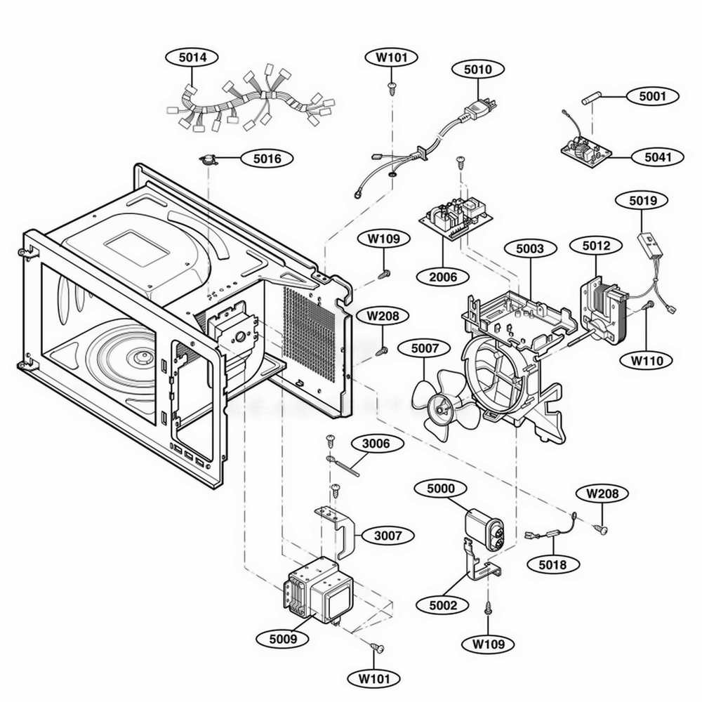 Interior Parts Diagram and Parts List for 66292 CWHESEA LG Range