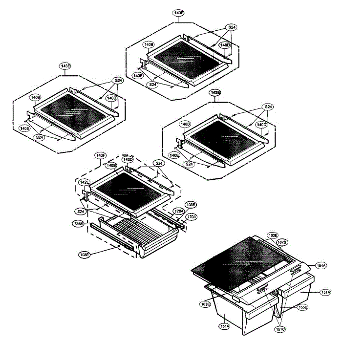 Refrigerator Diagram and Parts List for LBC22518ST 00 LG Refrigerator