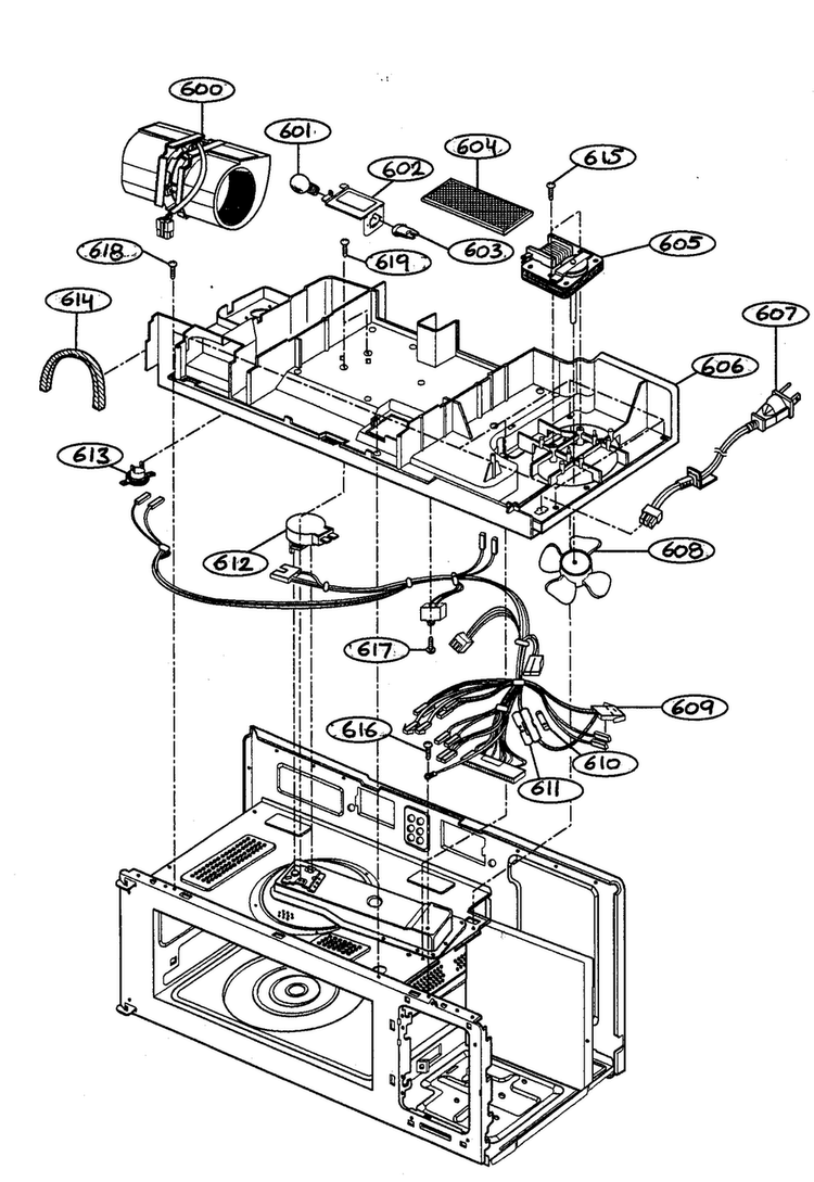 Interior Parts 2 Diagram and Parts List for MV-1555ST  LG Microwave