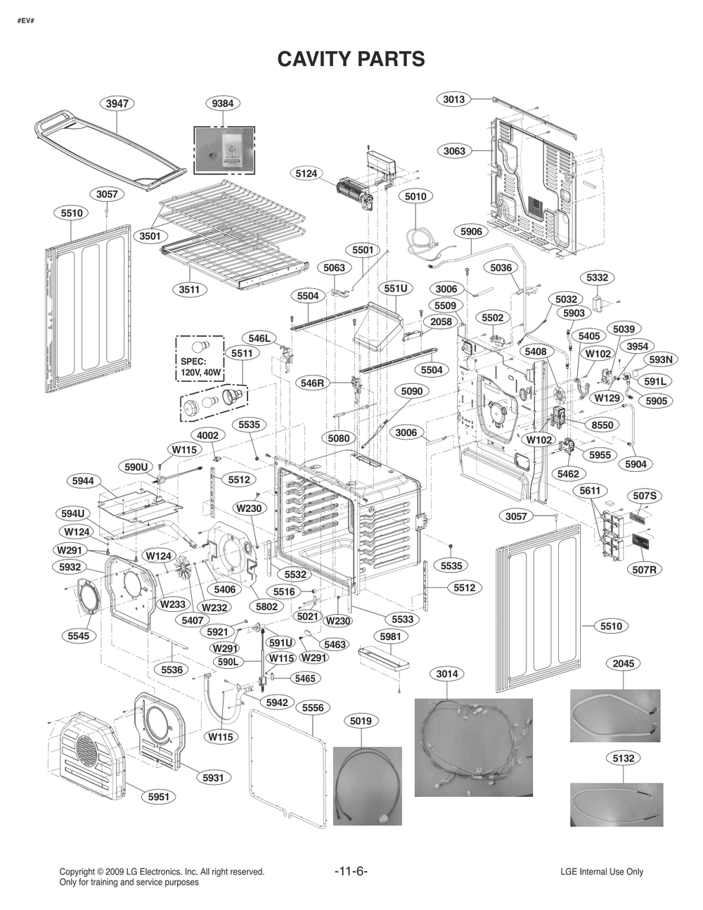 Cavity Parts Diagram and Parts List for FH4767US AB6ESTD LG Range