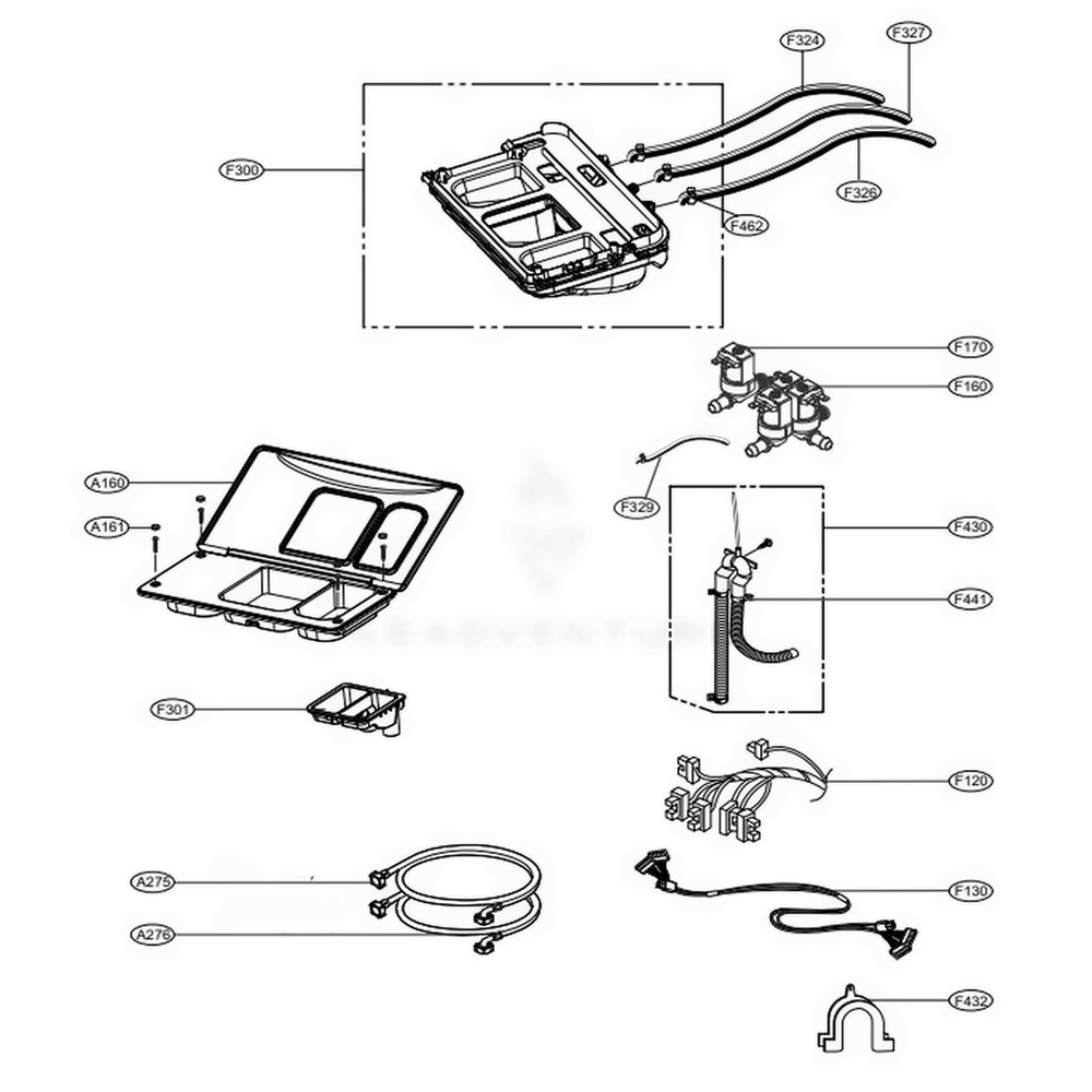Dispenser Assembly Diagram and Parts List for GCWP1069CS2 ASSEELC LG Washer