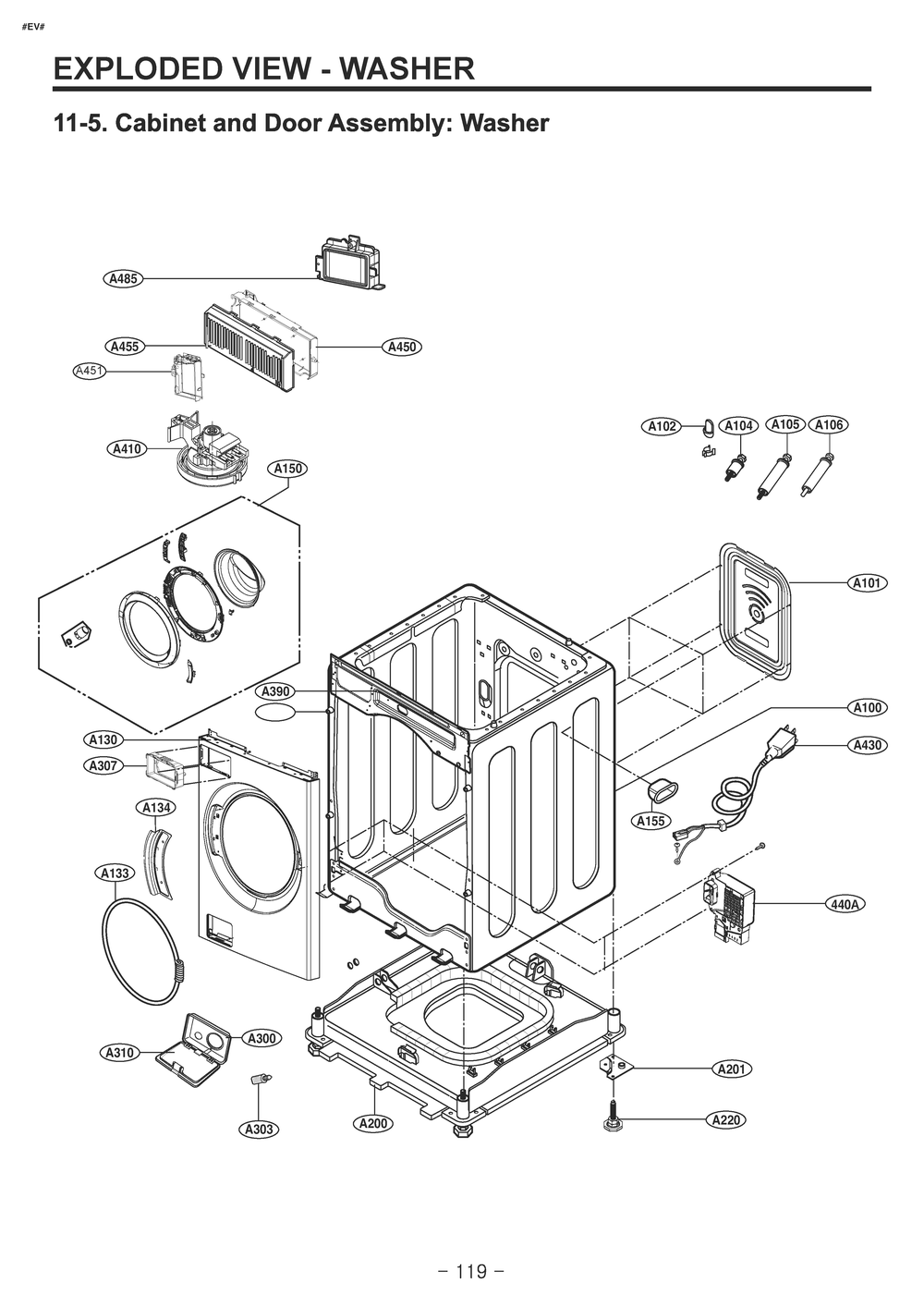 Diagram 4 Diagram and Parts List for W3S1CVK2WVS ABWEEUS LG Washer