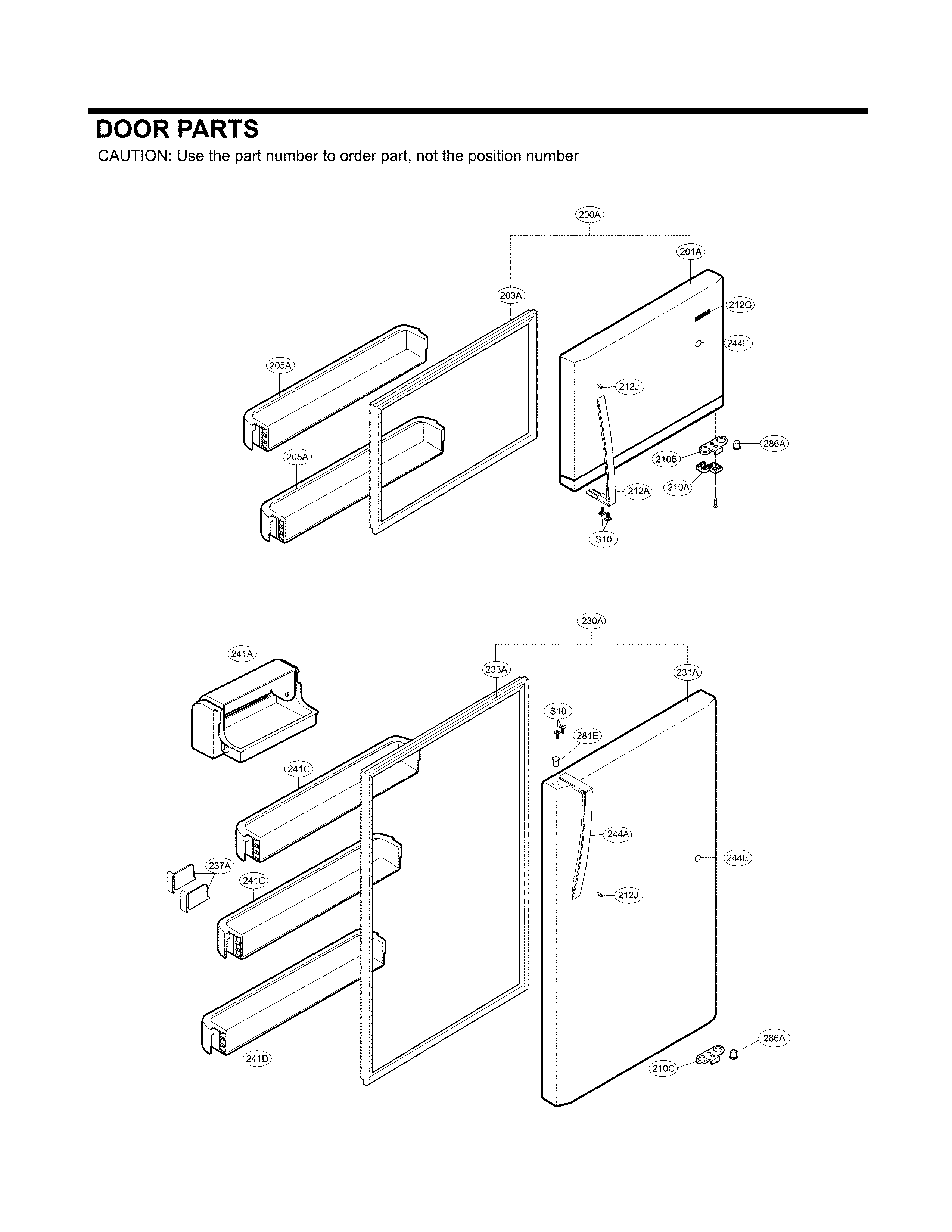 Door Parts Diagram and Parts List for 79579432215  Kenmore Refrigerator