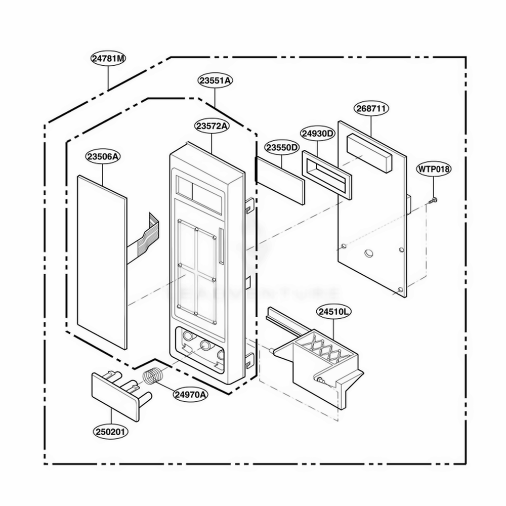 Control Panel Parts Diagram and Parts List for MT4070SKB CBKEWRP LG Wall Oven