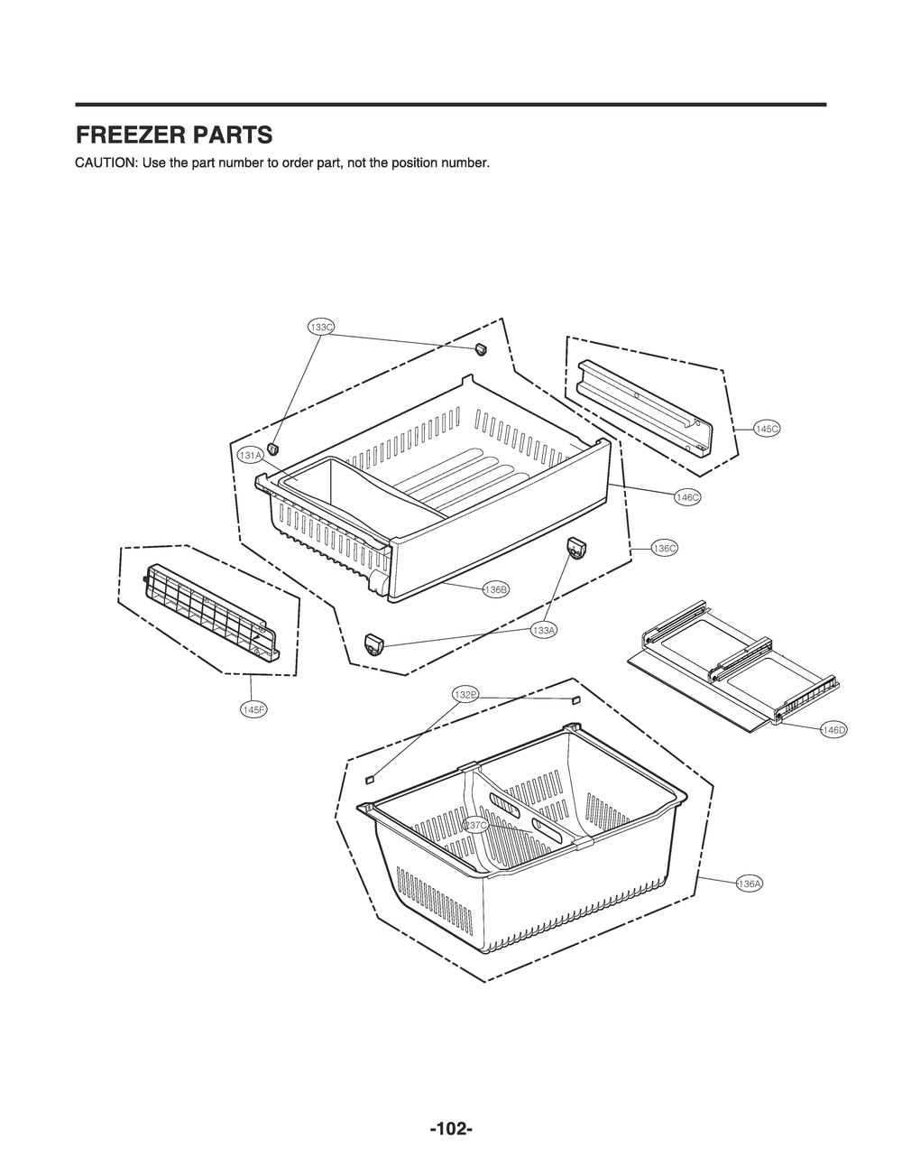 Freezer Parts Diagram and Parts List for LFXC22525D ASBCNA0 LG Refrigerator