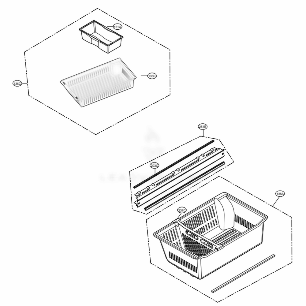 Freezer Parts Diagram and Parts List for LMWS27626S ASTCNA2 LG Refrigerator