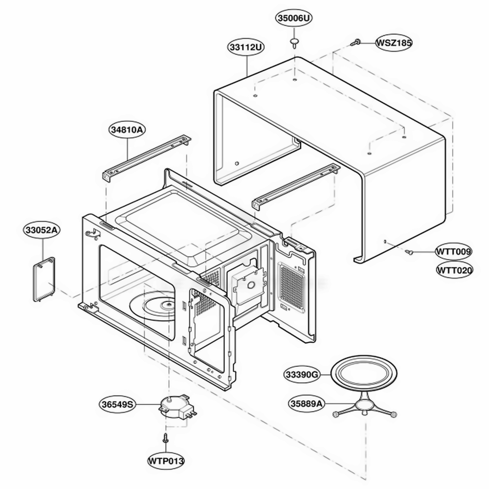 Oven Cavity Parts Diagram and Parts List for MMC5086AAB CBKEMTG LG Microwave