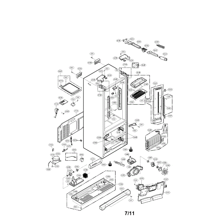 Case Diagram and Parts List for LMX25986SB 00 LG Refrigerator