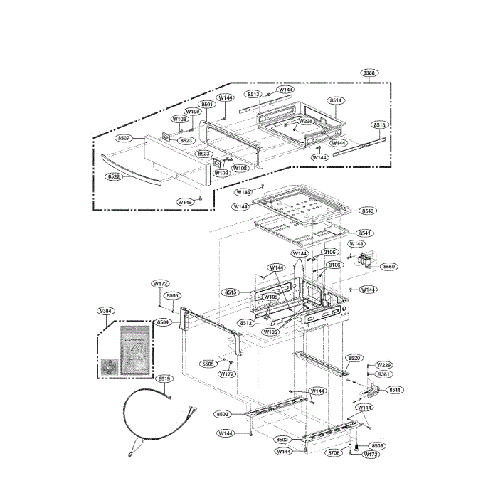 Drawer Diagram and Parts List for LRG3095SB 00 LG Range